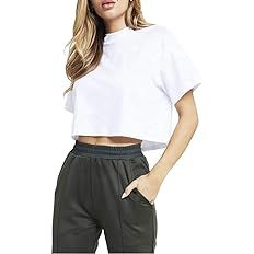 Womens Basic Short Sleeve Loose Crop T-Shirts Sexy Plain Crop Tops | Amazon (US)