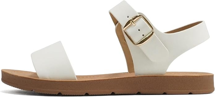 Soda PLENTY ~ Women's Strappy Ankle Wrap Buckle Fashion Flat Sandals | Amazon (US)