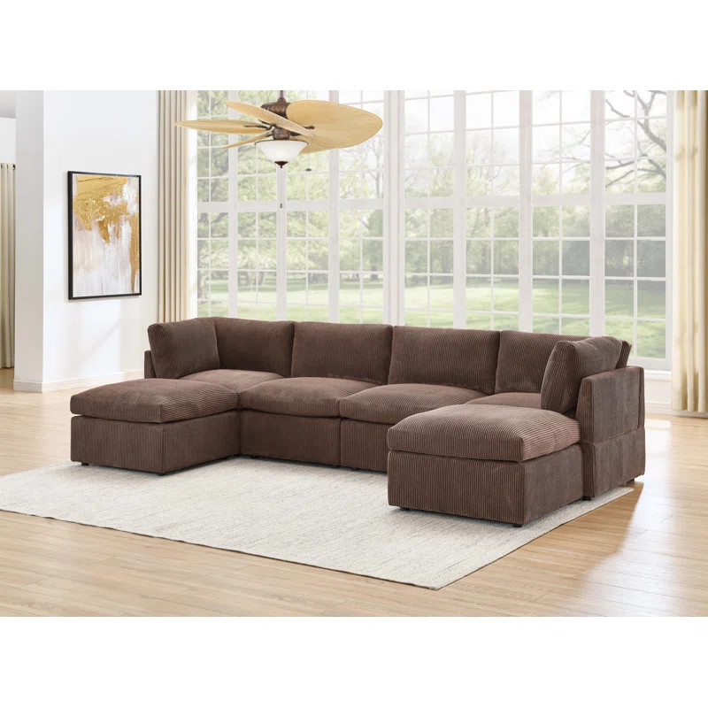 Annai 129" Wide Reversible Modular Corner Sectional with Ottoman | Wayfair North America