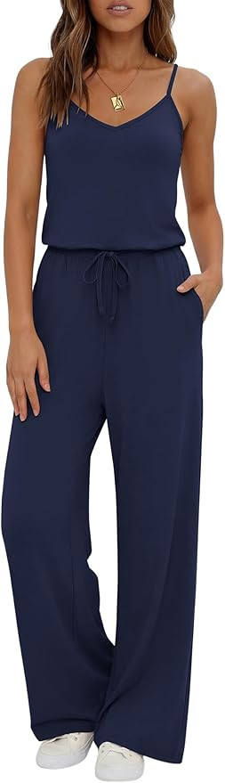Ekouaer Womens Summer Jumpsuits Dressy Sleeveless Wide Leg Long Pants Rompers Casual One Piece Ou... | Amazon (US)