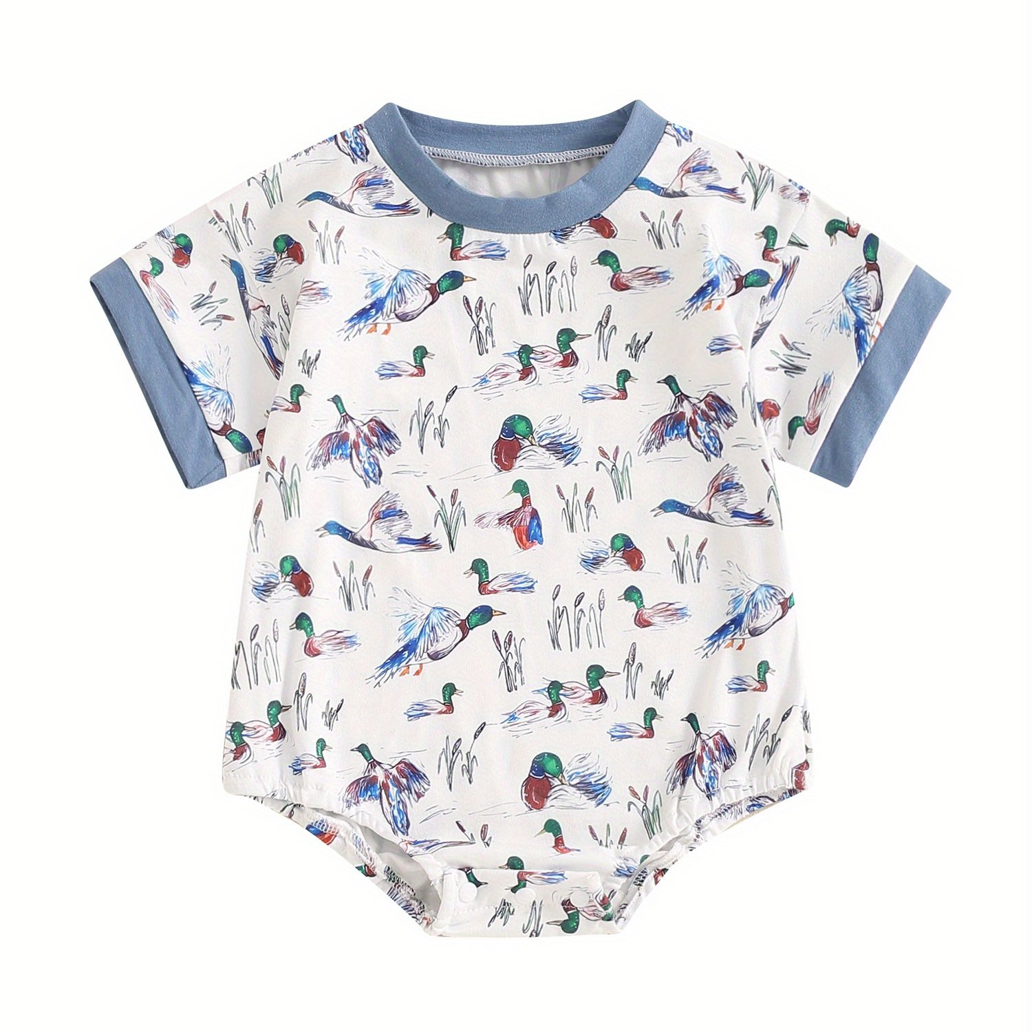 Baby Boy Romper Short Sleeve Crew Neck Duck Print Summer - Temu | Temu Affiliate Program