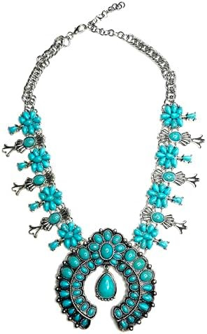 Turquoise western squash blossom women's statement necklace | Amazon (US)