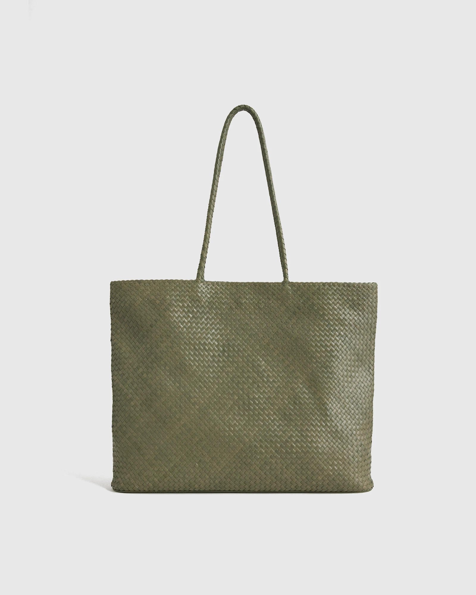 Italian Leather Handwoven Tote in Olive | Quince