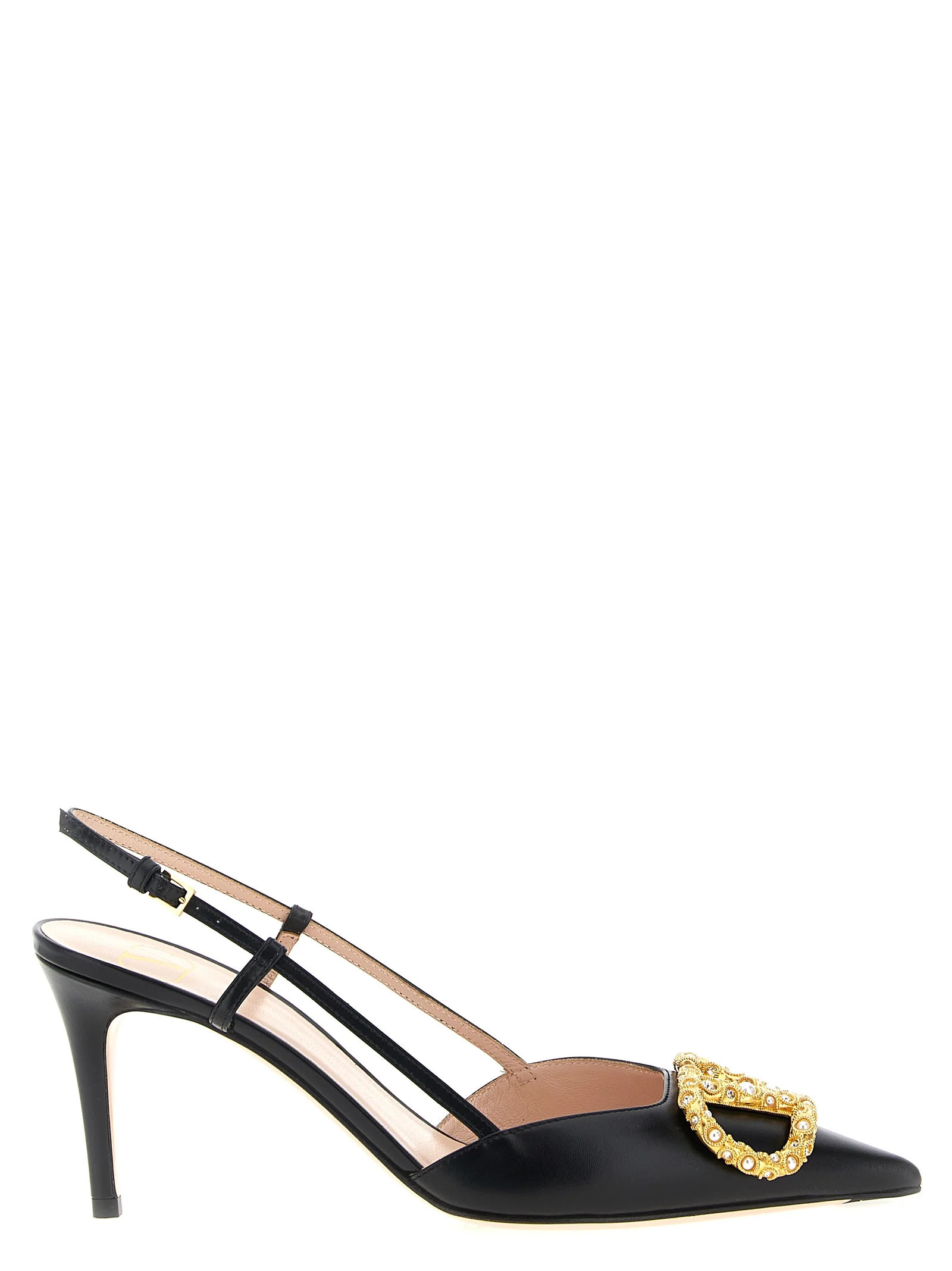 Valentino Garavani VLogo Jewel Slingback Pump — Black | Italist Inc.