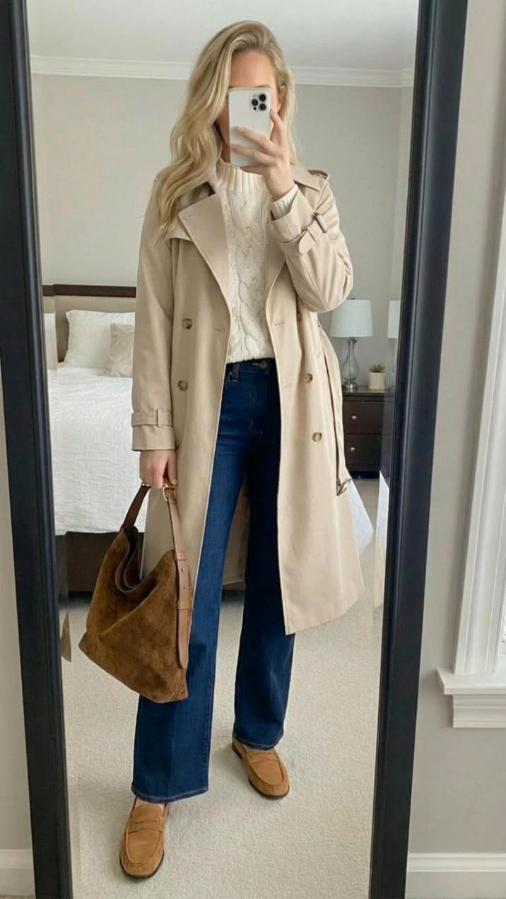 Classic J.Crew style! 🤎
This J.Crew trench coat is the ultimate layering piece! Love the timeless silhouette, quality fabric, and how it instantly elevates any outfit. A trench coat is such a wardrobe essential!
Styled it over a cream sweater and dark denim jeans with loafers for the perfect transitional weather look. The cream and dark denim combination under the trench is so classic and polished!
What I love about this outfit:
✨ Trench coat adds instant sophistication
✨ Cream sweater is soft and versatile
✨ Dark denim is flattering and timeless
✨ Loafers keep it comfortable but chic
✨ Perfect neutral color palette
This is my go-to formula for spring and fall! The outfit works for work, running errands, lunch meetings, travel days, or casual outings. Looks put together but still feels comfortable!
The trench coat is a true investment piece that goes with everything and never goes out of style. J.Crew quality is always worth it!
Shop this classic look by following me in the LTK app 🛍️
#LTKfinds #LTKunder100 #jcrew #jcrewstyle #trenchcoat #creamsweater #darkdenim #loafers #classicstyle #timelessfashion #falloutfit #springoutfit #layering #neutralstyle #casualchic #workoutfit #businesscasual #ootd #outfitinspo #wardrobestaples #investmentpiece #sophisticatedstyle 

 #LTKootd #LTKmomlife #LTKselfcare

#LTKstyletip