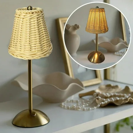 Giunmcul Touch Dimmer LED Portable Rechargeable Battery Home Decor Scalloped Edge Brass 12.21*5.32in | Walmart (US)