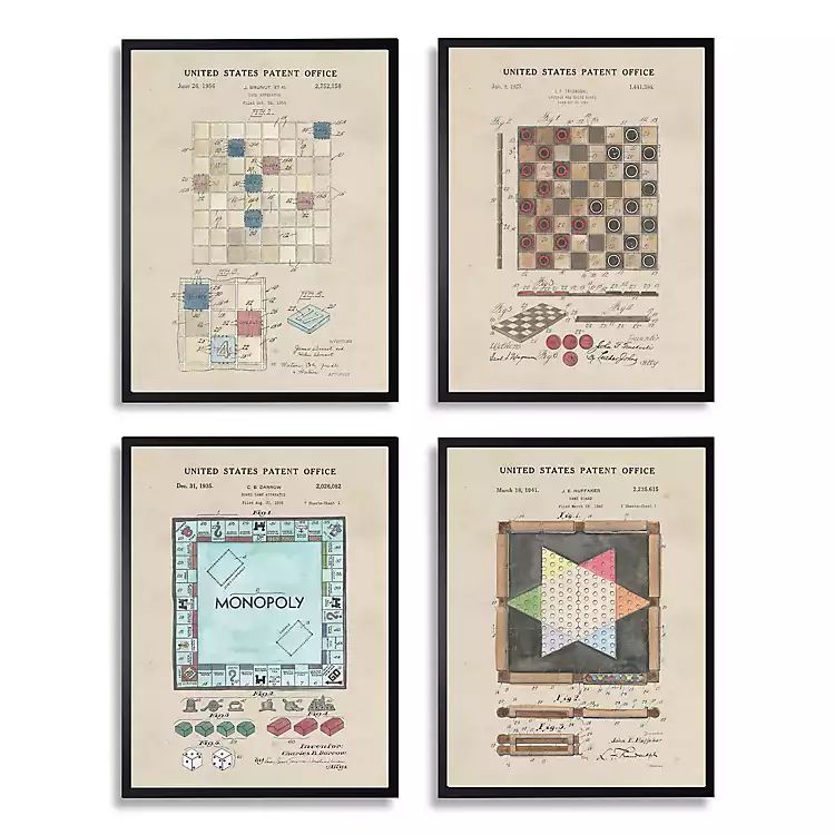 Game Boards Patents Framed Art Prints, Set of 4 | Kirkland's Home