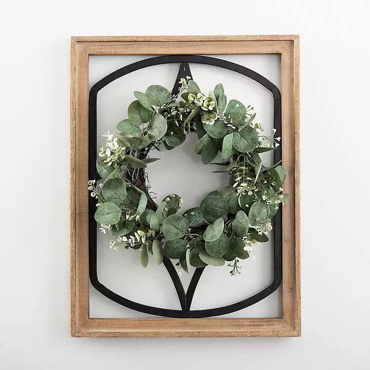 Wood and Metal Framed Wreath Wall Plaque | Kirkland's Home