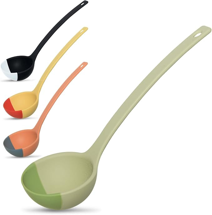 Silicone Spoon - Colorful Silicone Spatula Ladle with a Soft Top to Mold to your Pots & Pans. (Gr... | Amazon (US)