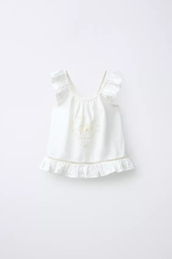 EMBROIDERED ROMANTIC TOP | Zara UK