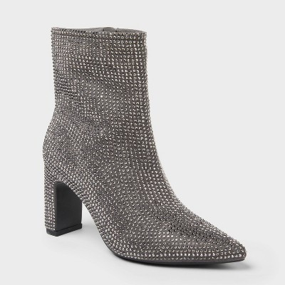 Women’s Gloria Low Shaft Heeled Rhinestones Boots with Memory Foam Insole – A New Day™ | Target
