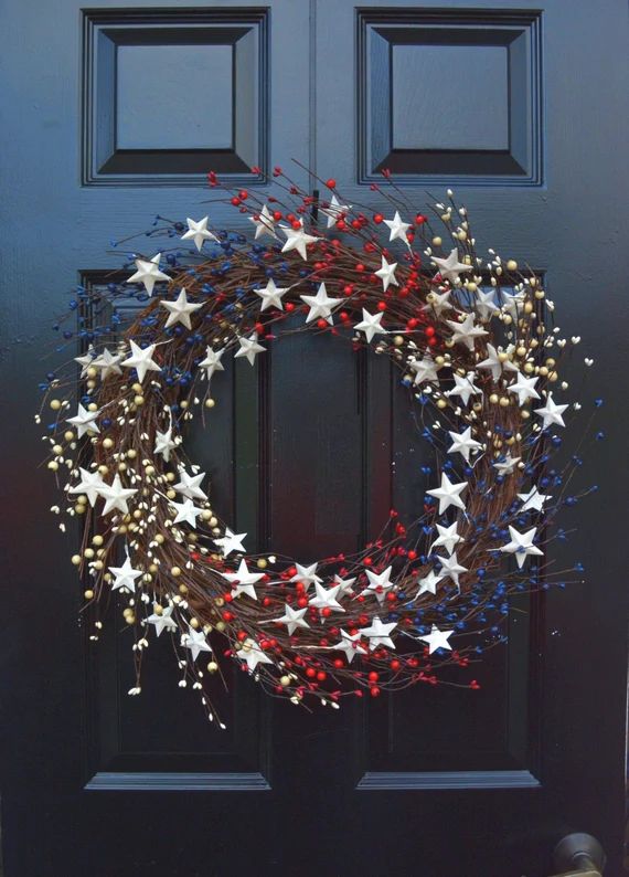 Memorial Day Wreath, Fourth of July Wreath, Americana Wreath, Patriotic Door Wreath, Country Wrea... | Etsy (US)