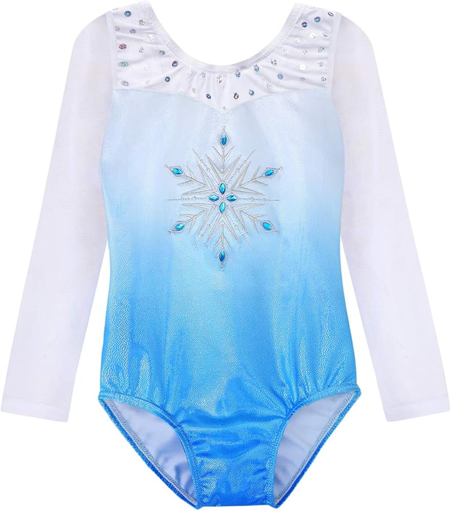 HOZIY Leotards for Girls Gymnastics Kids Children Biketard Snowflake Ribbon Blue Purple Hot Pink ... | Amazon (US)