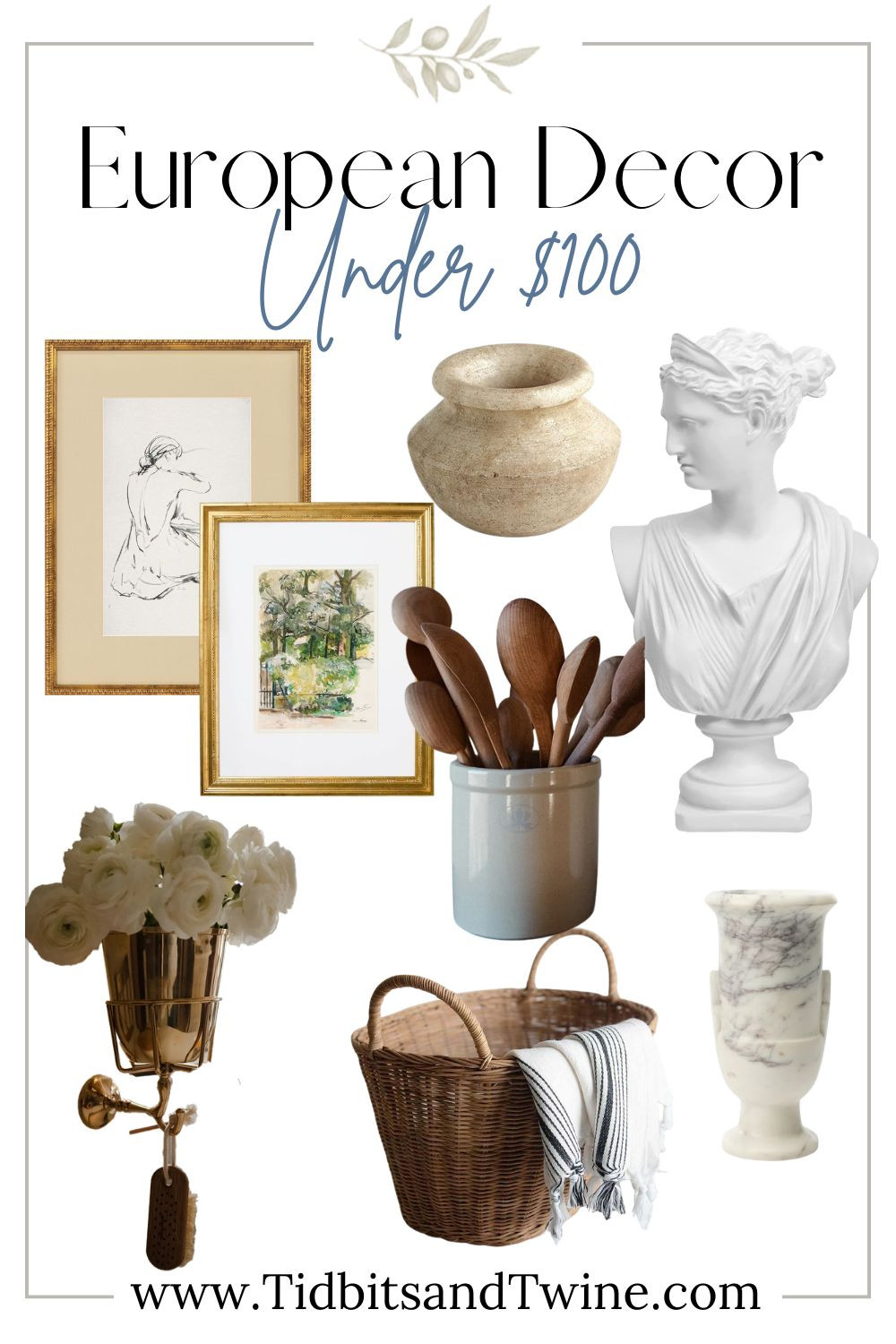 European decor under $100 featuring vintage inspired home decor, old world accents, marble decor, bust decor, gilt frames, woven baskets, neutral home accents, and classic traditional style pieces for a collected European look. #Europeandecor #Frenchdecor #Vintageinspireddecor #Oldworlddecor #Marblevase #Buststatue #Giltframe #Wallartdecor #Wovenbasket #Neutraldecor #Kitchendecor #Traditionaldecor #Homeaccents #Affordabledecor 

 #LTKSpringSale #LTKHome #LTKSaleAlert