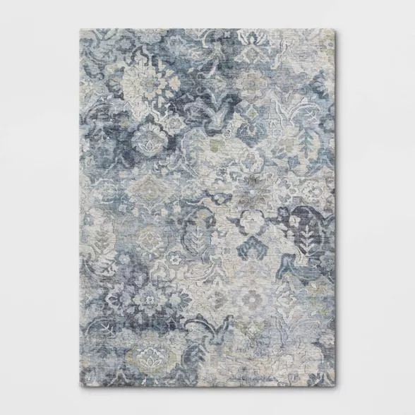 Distressed Floral Area Rug Blue - Threshold™ | Target