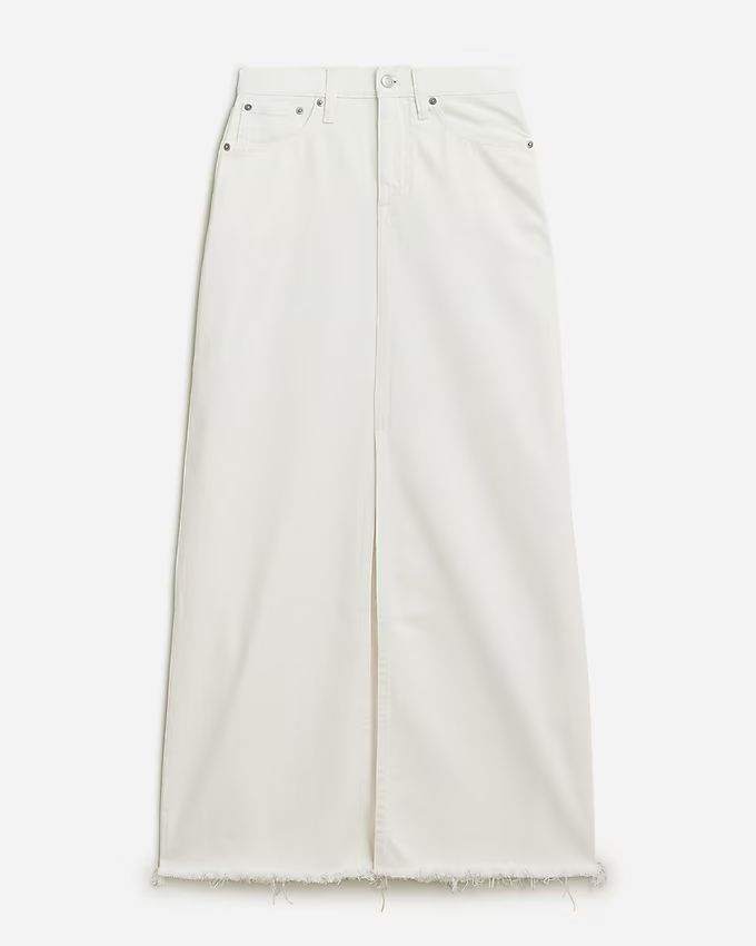 Denim maxi skirt in white | J.Crew US