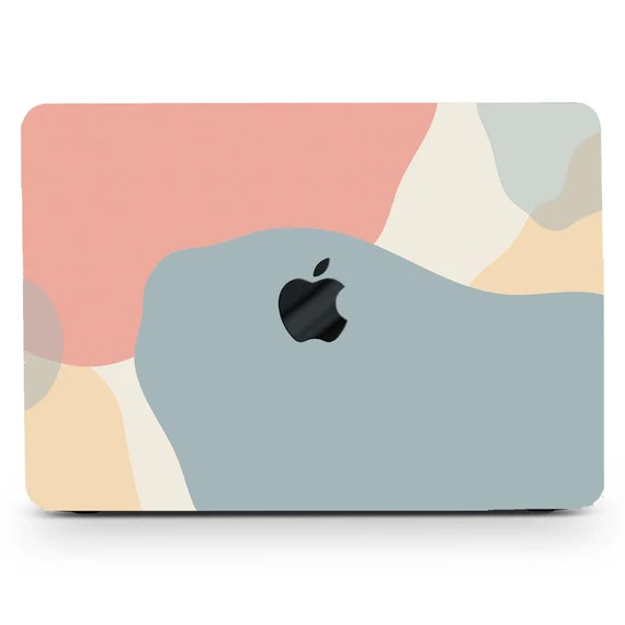 Pink and Blue Painting Hard Case MacBook Pro 13 2020 15 16 Touch Retina Modern Abstract Dots Rubb... | Etsy (US)
