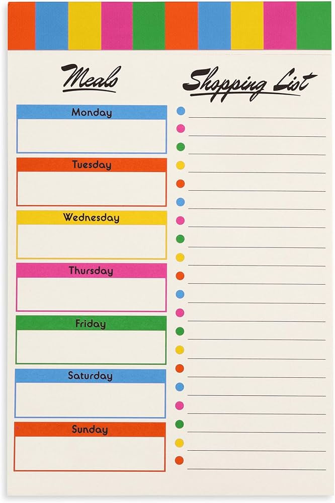 ban.do Weekly Meal Planner with Shopping List, 52 Page Wellness Food Journal, Magnetic Grocery Li... | Amazon (US)