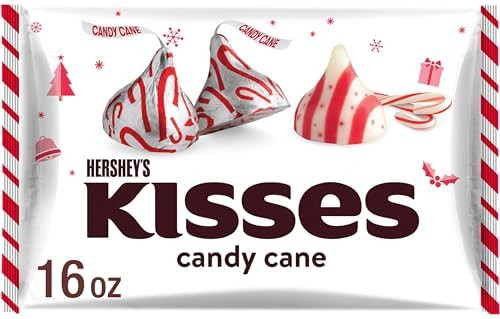HERSHEY'S KISSES Candy Cane Flavored, Christmas Candy Bag, 16 oz | Amazon (US)