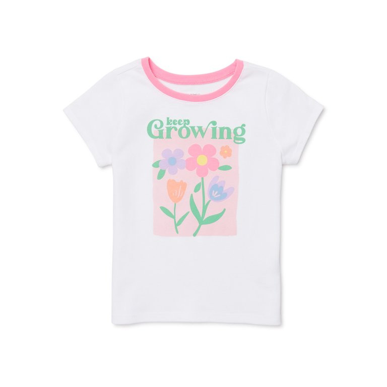 Garanimals Toddler Girl Short Sleeve Graphic Ringer T-Shirt, Sizes 18M-5T | Walmart (US)