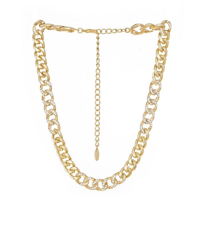 ETTIKA Bold and Gold Plated Crystal Link Chain Necklace & Reviews - Necklaces - Jewelry & Watches... | Macys (US)