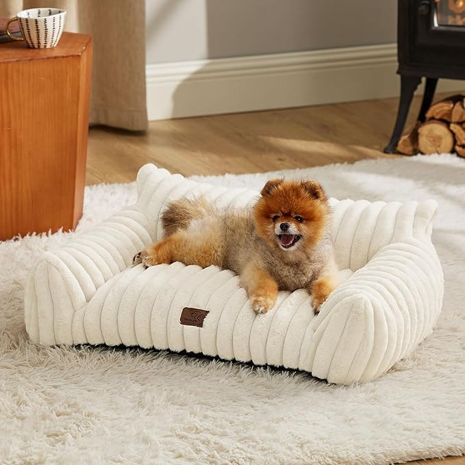 Bedsure Cute Cat Couch for Pets - Fluffy Small Dog Sofa with Premium Soft Corduroy Fleece, Pet So... | Amazon (US)