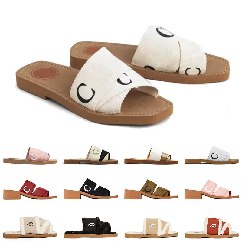 for women woody sandals designer famous Mules flat slides beige white black pink lace Lettering F... | DHGate