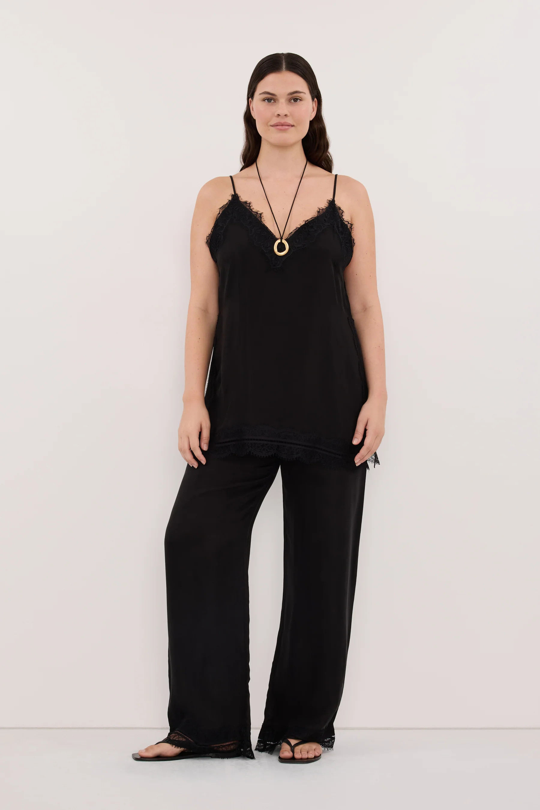 ANDREA BLACK CUPRO LACE PANT | DISSH