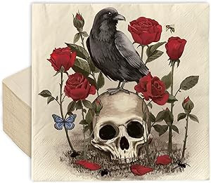 80 Pack Halloween Paper Napkins 6.5 x 6.5 Inch Skull Rose Crow Napkins Vintage Disposable Luncheo... | Amazon (US)