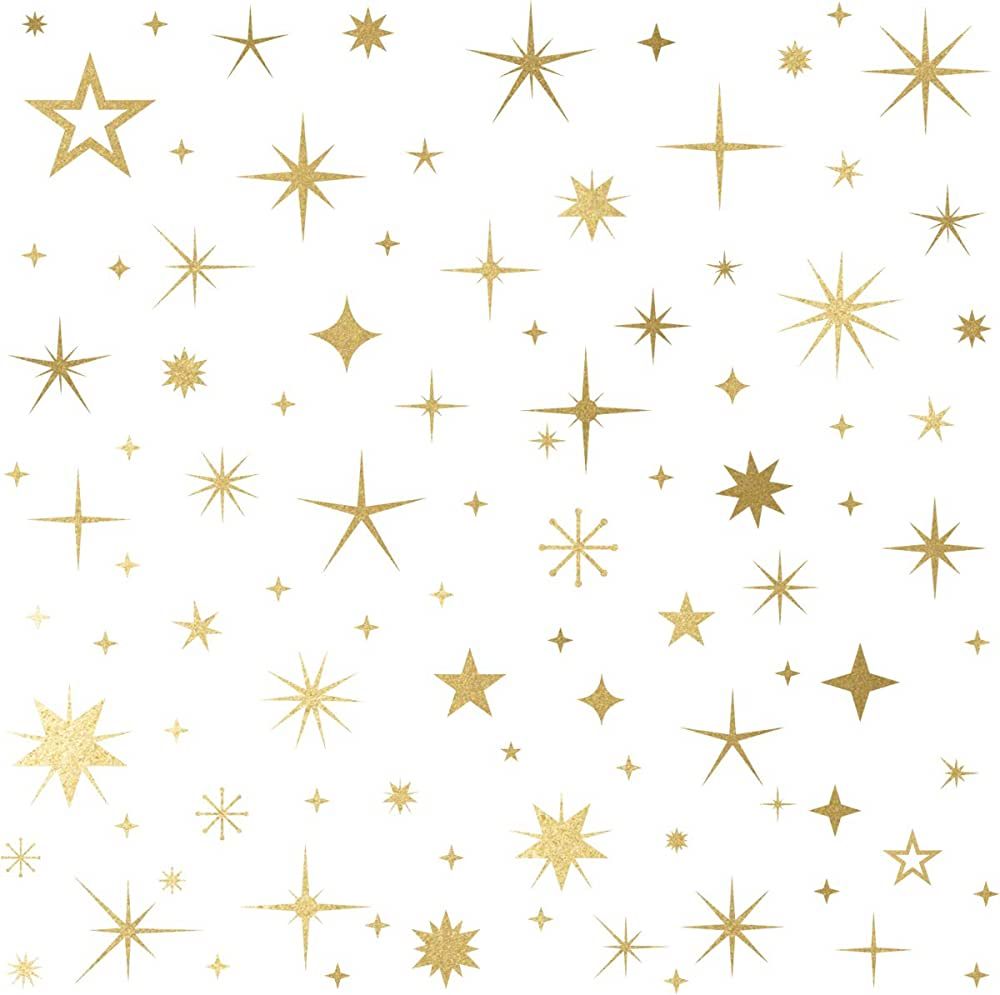 Mozamy Creative Sparkle Star Wall Decals (147 Count) Sparkle Wall Decals Gold Star Decals Bedroom... | Amazon (US)