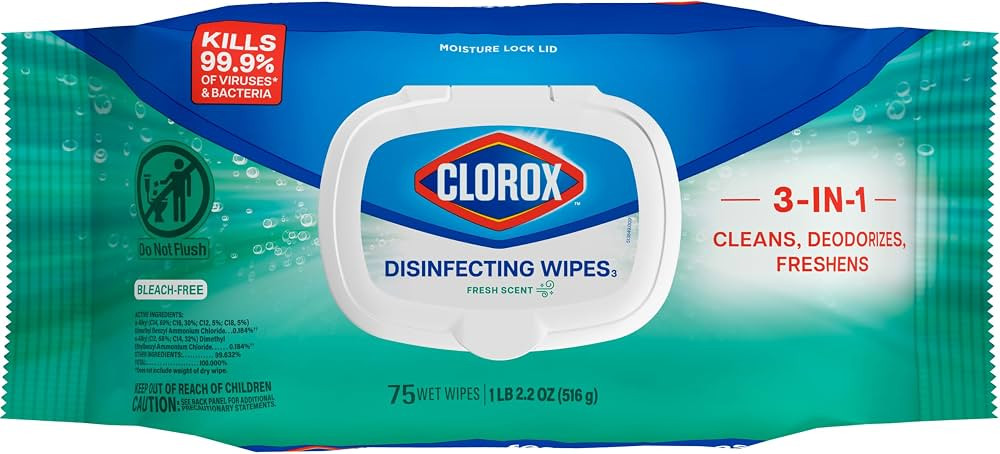Clorox Disinfecting Wipes Flex Pack, Bleach Free, Fresh Scent, 75 Count (Pack May Vary) | Amazon (US)