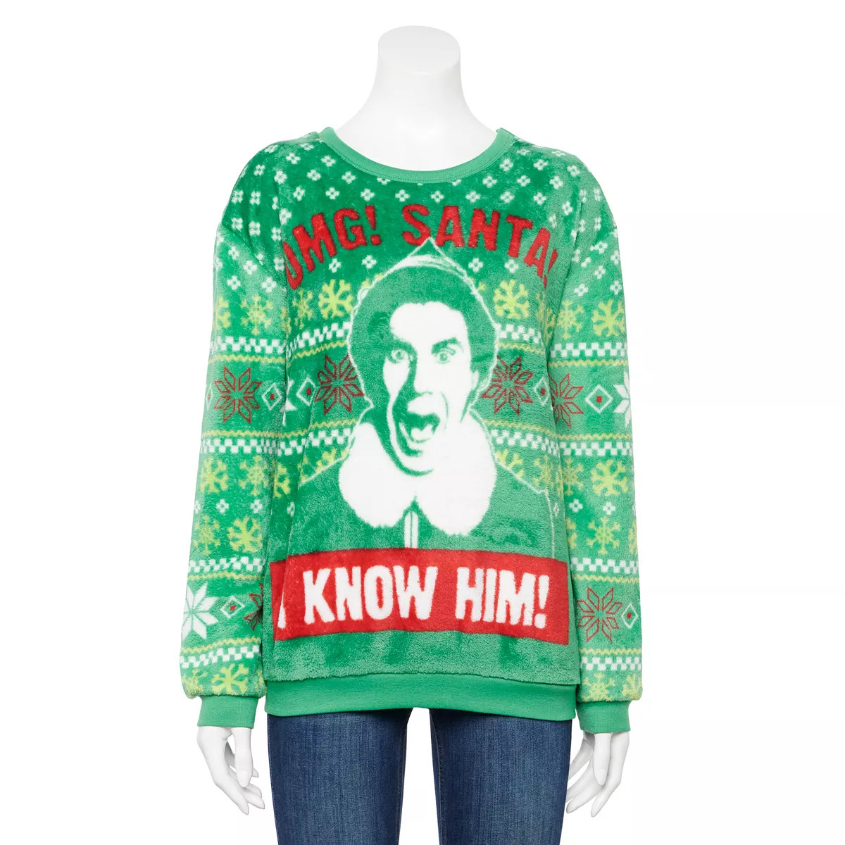 Juniors' Elf OMG! Santa Sweatshirt | Kohl's