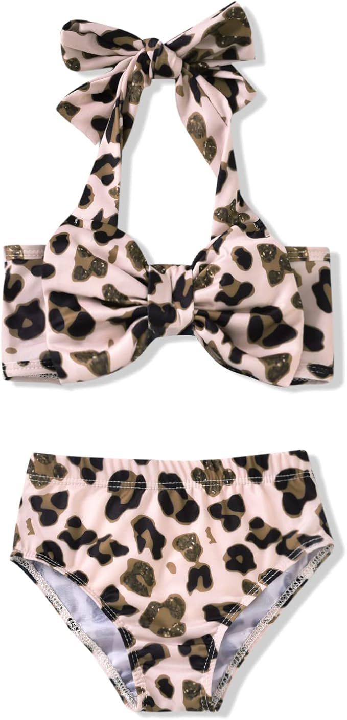 Aalizzwell Baby Girl Bathing Suit, Toddler Girls Two Piece Swimsuit Halter Top Bikini Bottoms Swi... | Amazon (US)