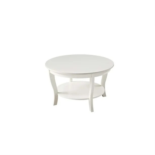 Convenience Concepts American Heritage Round Coffee Table with Shelf, White - Walmart.com | Walmart (US)