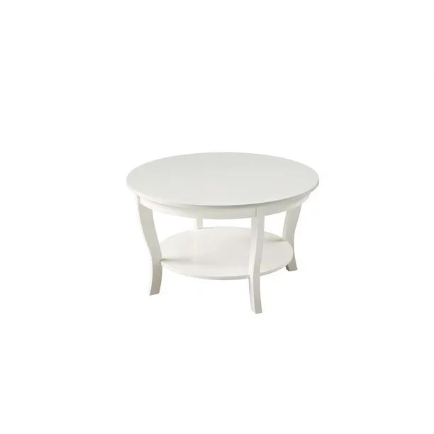 Convenience Concepts American Heritage Round Coffee Table with Shelf, White - Walmart.com | Walmart (US)