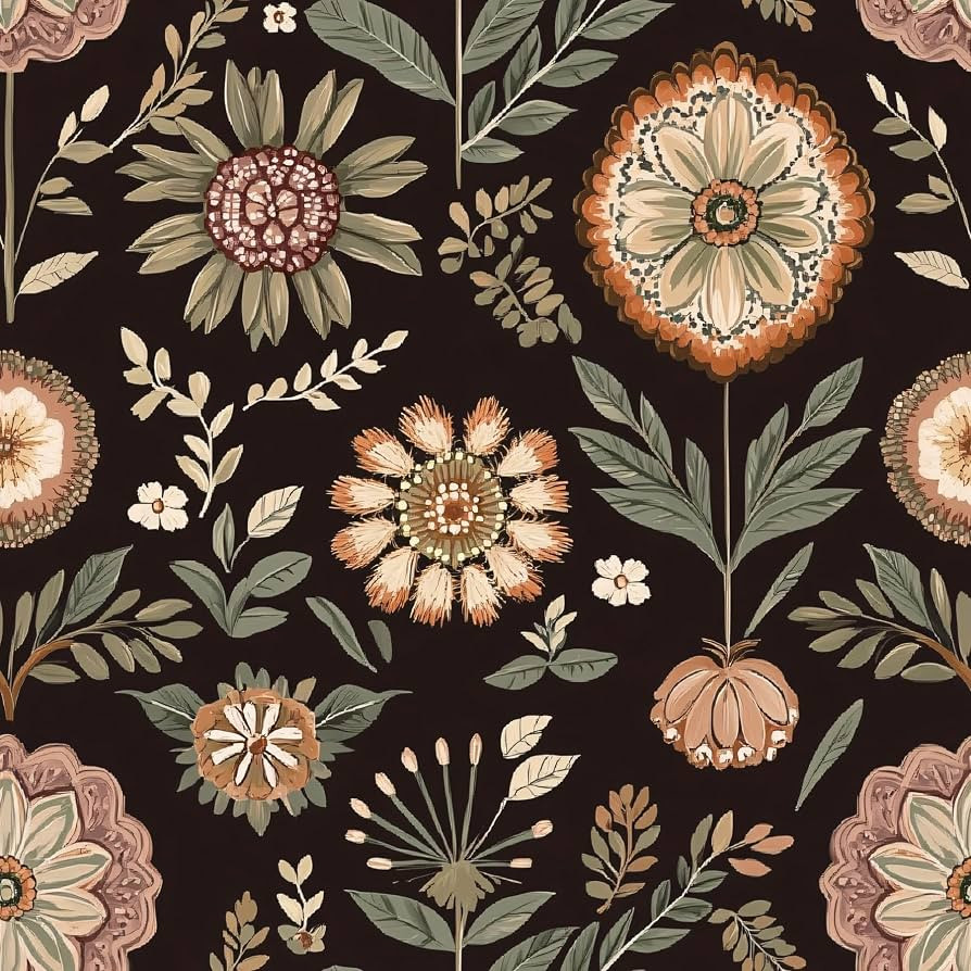 Vintage Floral Wallpaper – Boho Botanical Peel and Stick Wallpaper, Self-Adhesive Vinyl with Re... | Amazon (US)