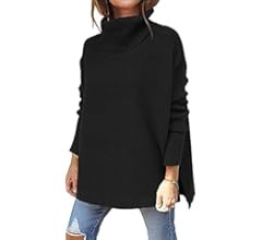 LILLUSORY Women's Turtleneck Oversized Sweaters 2023 Fall Long Batwing Sleeve Spilt Hem Tunic Pul... | Amazon (US)