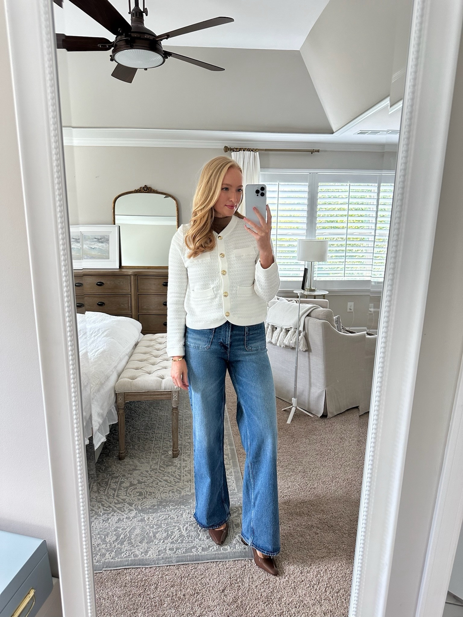 Classic fall outfit from Walmart! Wearing size small in the top and cardigan and size 4 in the jeans. Fall outfits // daytime outfits // workwear // work outfits // Walmart finds // Walmart 

#LTKSaleAlert #LTKSeasonal #LTKFindsUnder50