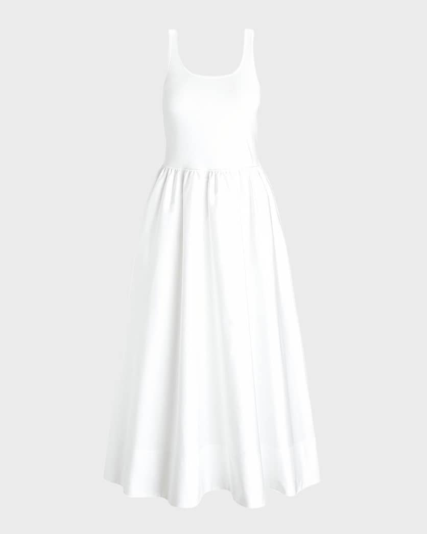 Shirred Fit-&-Flare Midi Dress | Neiman Marcus