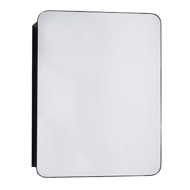 allen + roth  Medicine Cabinet 20-in x 26-in Surface/Recessed Matte Black Mirrored Square Medici... | Lowe's