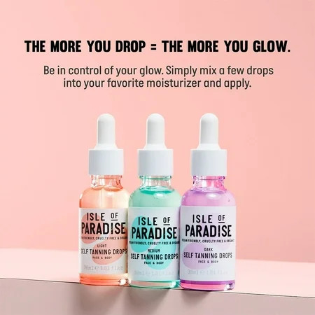 Isle of Paradise Self Tanning Face Drops Medium - Color Correcting Self Tan Drops for Gradual Glow Vegan and Cruelty Free 1.01 Fl Oz | Walmart (US)
