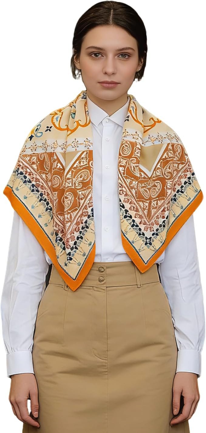 35" Head Scarf Large Square Scarf Like Cotton Hairscarf Fashion Scarves Bandana Night Sleeping Wr... | Amazon (US)