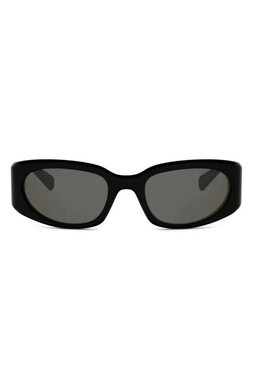 CELINE Journey 57mm Geometric Sunglasses in Shiny Black/smoke at Nordstrom | Nordstrom