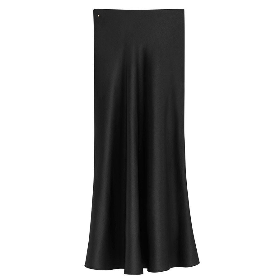 Women's Charmeuse Midi Skirt in Black | Size: Large | Silk Charmeuse by Cuyana | Cuyana