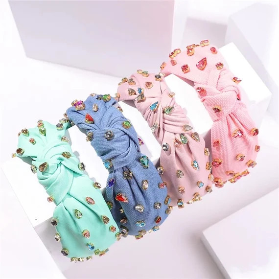 Knotted Bling and Bedazzled Headband With Faux Diamonds  | Etsy Canada | Etsy (CAD)