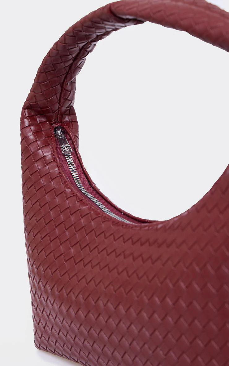 Burgundy Pu Weave Handbag | PrettyLittleThing US