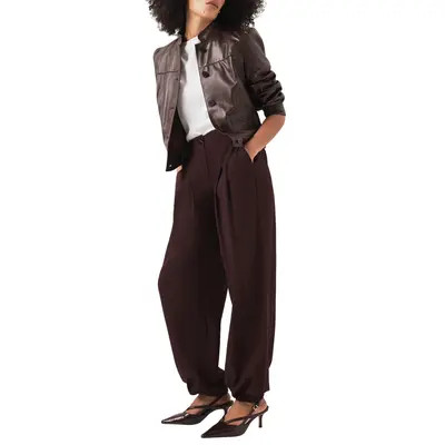 MINT VELVET Balloon Leg Elasticated Trousers in Burgundy at Nordstrom, Size 10 | Nordstrom
