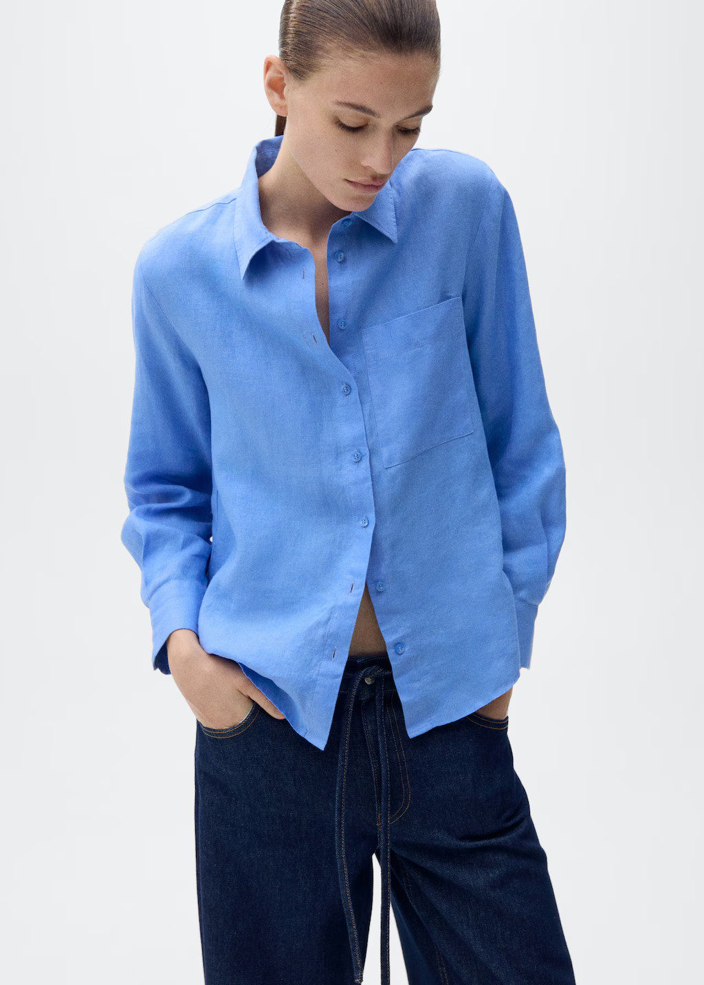 Pocket linen shirt - Women | MANGO USA | Mango (US/MX/AU)