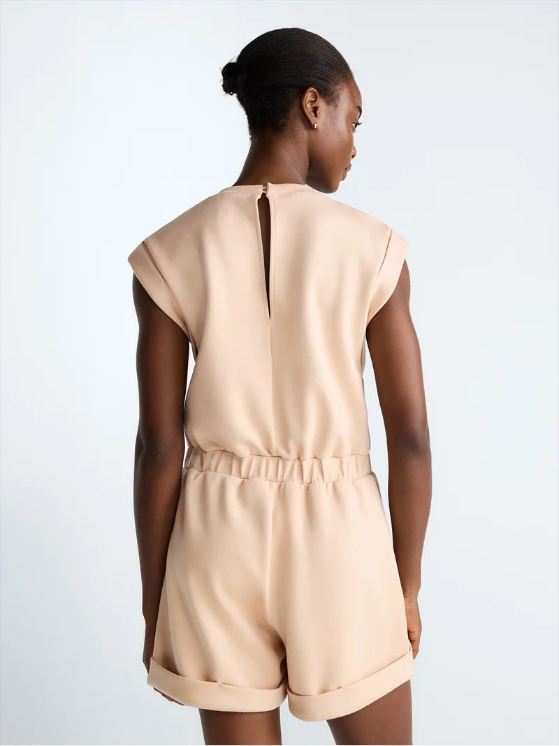 Scoop Women's and Women's Plus Scubaknit Crewneck Romper, Sizes XS-4X | Walmart (US)