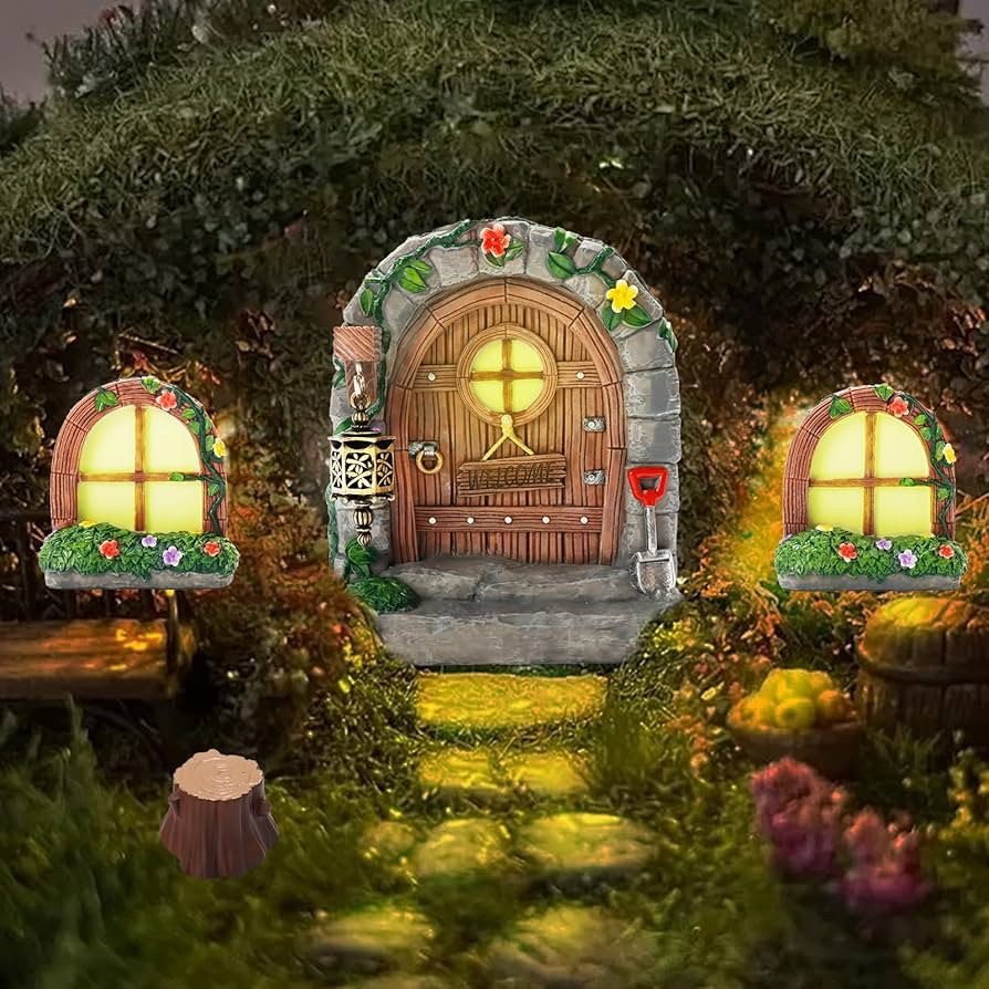 Exasinine 6 Pcs Fairy Door and Windows for Trees Glow in The Dark Fairy Doors Miniature Fairy Gar... | Amazon (US)